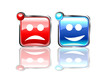 smiled and angry buttons