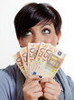 Happy woman with money over white Happy woman with money over white