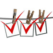 3d red check mark, hangs on the clothespin 3d red check mark, hangs on the clothespin