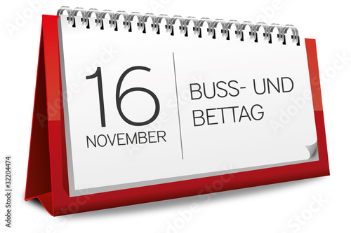 Vektor: Kalender rot 16 November Buß- und Bettag Kalender rot 16 November Buß- und Bettag