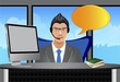 Vector: Businessman in Office Businessman in Office
