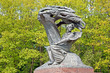 famous frederic chopin monument on the green trees background