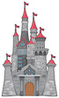 Medieval and fantasy castle. Cartoon vector isolated object