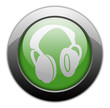 Green Metallic Orb Button "Headphones"