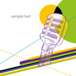 Artistic colorful layout with retro microphone.