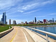 Chicago skyline with running track