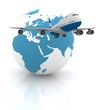 airliner with a globe in the white background airliner with a globe in the white background