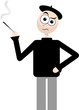 Angry Cartoon Beatnik Hippy Man Smoking