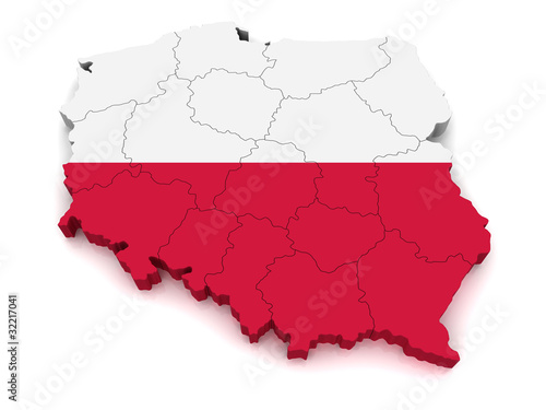 Illustration: 3D Map of Poland 3D Map of Poland
