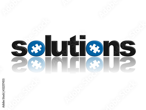 Illustration: SOLUTIONS Icon (ideas questions and answers jigsaw piece button) SOLUTIONS Icon (ideas questions and answers jigsaw piece button)