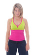 Active blond  woman posing