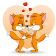 Two cartoon cute falling in love fox Two cartoon cute falling in love fox