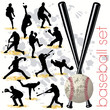 Baseball silhouettes set.03