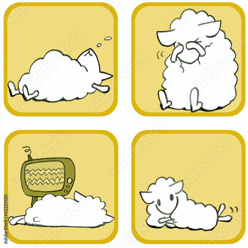 Illustration: sheep-relax-lazy sheep-relax-lazy