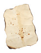 old piece of paper with burnt edges with tack isolated on white old piece of paper with burnt edges with tack isolated on white