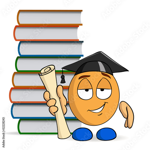 Vector: Cartoon character graduation with books Cartoon character graduation with books