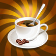 Vektor: Cup of coffee over rays Cup of coffee over rays