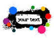 banner with stroke of the paint brush and colored blots