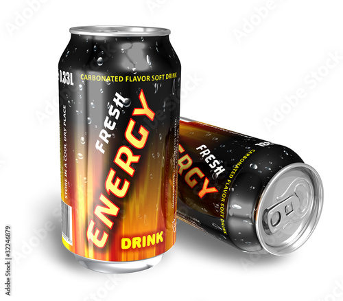 Illustration: Energy drinks in metal cans Energy drinks in metal cans