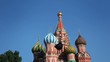 Saint Basil's cathedral view with graduates hats thrown