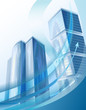 Vektor: Modern city buildings and abstract business graph Modern city buildings and abstract business graph