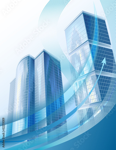 Vector: Modern city buildings and abstract business graph Modern city buildings and abstract business graph