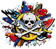 Graffiti Skull and Bones skeletonl pop art ilustrare