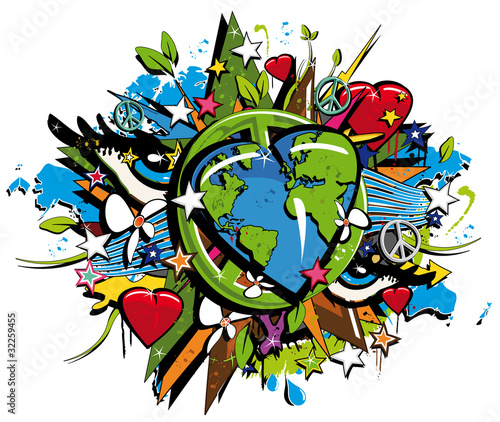 Illustration: Graffiti Bio Earth Sustainable Development symbol pop art Graffiti Bio Earth Sustainable Development symbol pop art