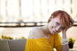 Smiling woman waiting