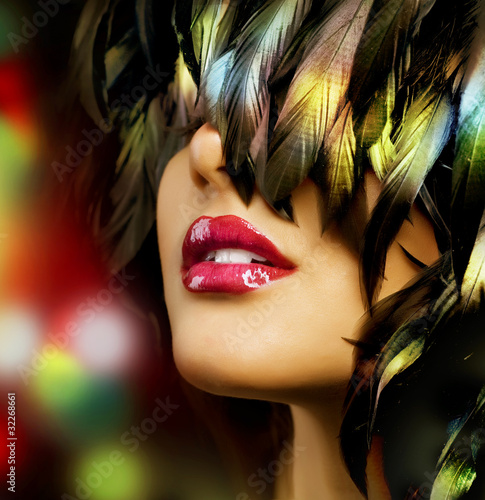 Photo: Fashion woman Portrait. Red Lips Fashion woman Portrait. Red Lips