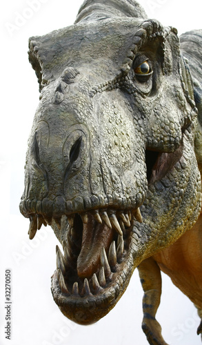Photo: Dinosaur Tyrannosaurus rex on white Dinosaur Tyrannosaurus rex on white