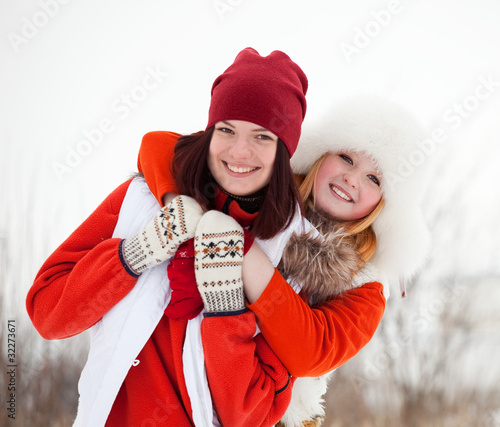 Photo: girls in winter park girls in winter park