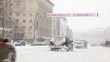 Cars on snowy street