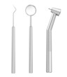 Illustration: Dental set: mirror, probe and drill , isolated on white Dental set: mirror, probe and drill , isolated on white