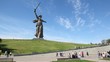 Monument of Native land-mother in Volgograd, people are nearby