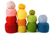 many multicolored clews in a vertical rows, isolated many multicolored clews in a vertical rows, isolated