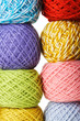 closeup of many multicolored clews, isolated closeup of many multicolored clews, isolated