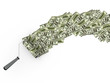 Roller brush with dollar on white isolated background