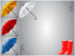 Collection of umbrellas with rubber boots and spray
