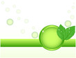 Abstract background with green leaves and eco sign