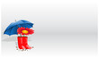 Background from flower umbrella and rubber boots