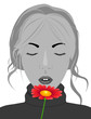 Girl holding flower