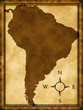 Map of South America on the old background