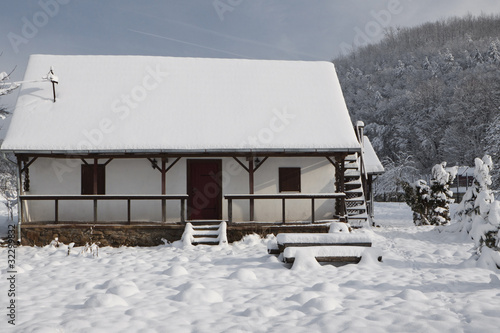 Photo: cabin in the snow cabin in the snow