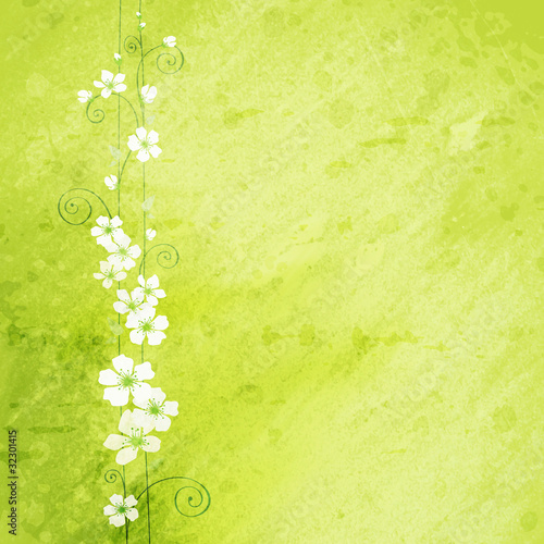 Illustration: grunge background with flowers grunge background with flowers