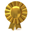 Golden award ribbon rosette