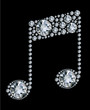 Diamond Music Note on black background Diamond Music Note on black background