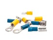 Crimp terminal, or connectors, on white background