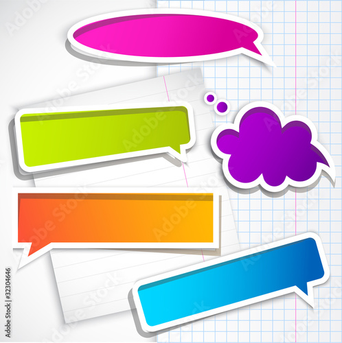 Vector: Colorful paper bubble for speech Colorful paper bubble for speech