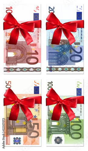 Illustration: Geldscheinset mit roter Schleife Geldscheinset mit roter Schleife